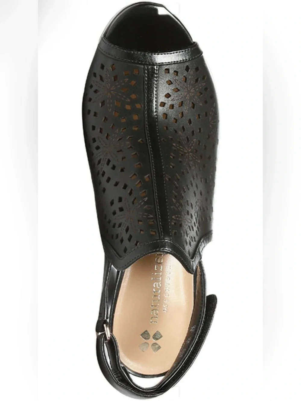 Naturalizer Paige Women’s Black Perforated Peep-Toe Slingback Heels 8.5M